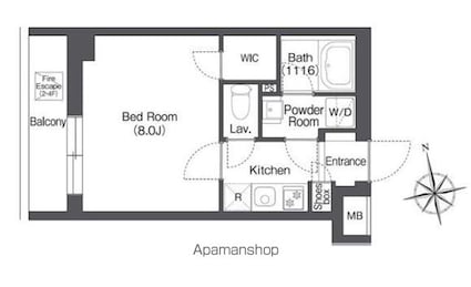 ＡＩＦＬＡＴ桜上水[1K/25.6m2]の間取図