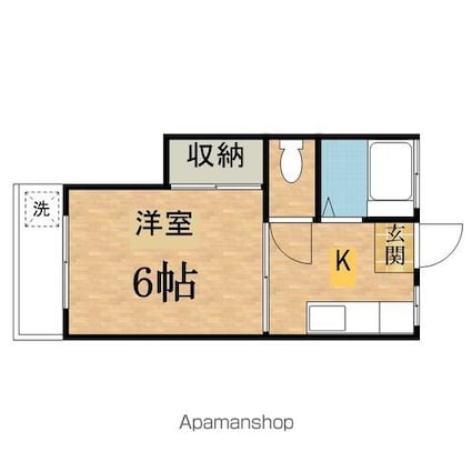 ハイツのぞみ[1K/21.45m2]の間取図