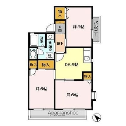 千葉県千葉市若葉区みつわ台２丁目[3DK/63.6m2]の間取図