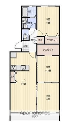 サンハイツ森山[3LDK/69.7m2]の間取図