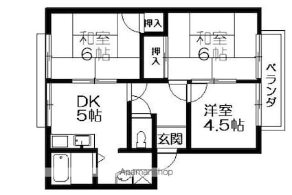 滋賀県野洲市野洲[3K/45.58m2]の間取図