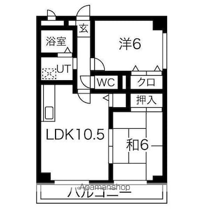 エステート良和Ｓ棟[2LDK/54.5m2]の間取図
