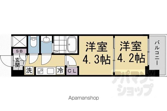 東海道本線 京都駅 徒歩8分 7階建 新築の間取り写真