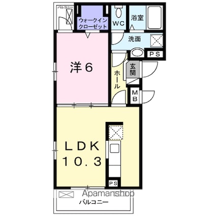 サニールーチェ　千波[1LDK/40.13m2]の間取図