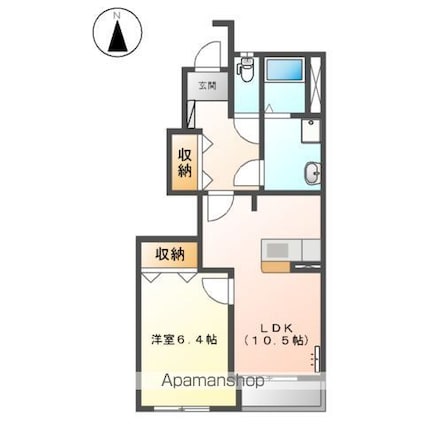 ドルチェＡ[1LDK/44.3m2]の間取図