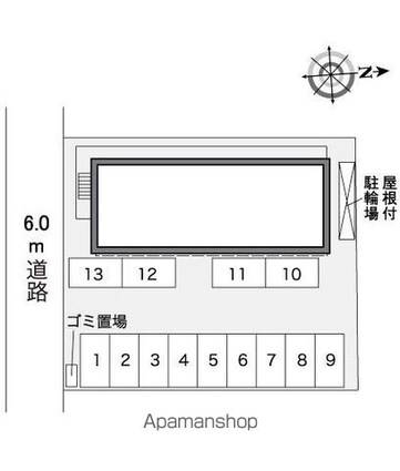 レオパレスＨＩＲＯ[1K/22.35m2]の配置図