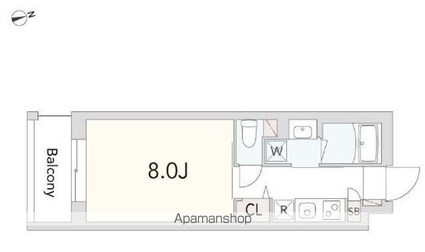 ＧｒａｎＤｕｏ経堂１５[1K/25.26m2]の間取図