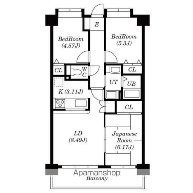 ラフィネ立川[2LDK/64.66m2]の間取図