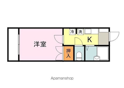 コーポフタバ[1K/21.24m2]の間取図