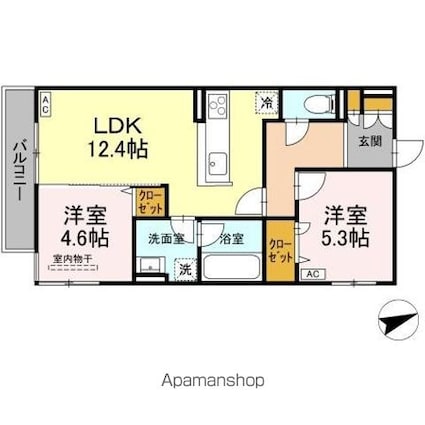 Ｄーｒｅｓｉｄｅｎｃｅ東手城[2LDK/55.26m2]の間取図