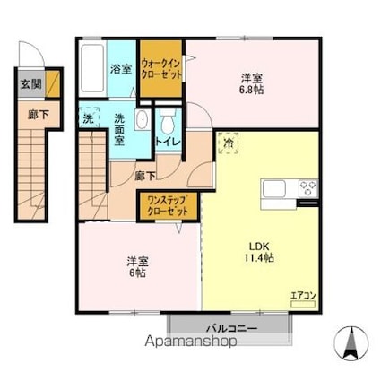 グレイスコート岡本　Ｂ[2LDK/65.06m2]の間取図