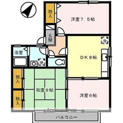 ルミエール倉本[2LDK/65.4m2]の間取図