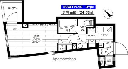 グランドコンシェルジュ用賀アジールコート[1K/24.58m2]の間取図