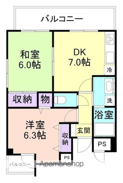 シティハイツメープル[2DK/45m2]の間取図