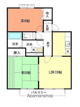 セジュール湊高台　Ｇ[2LDK/53.73m2]の間取図