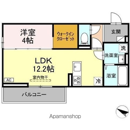 ミョー・インペリアル[1LDK/41.86m2]の間取図