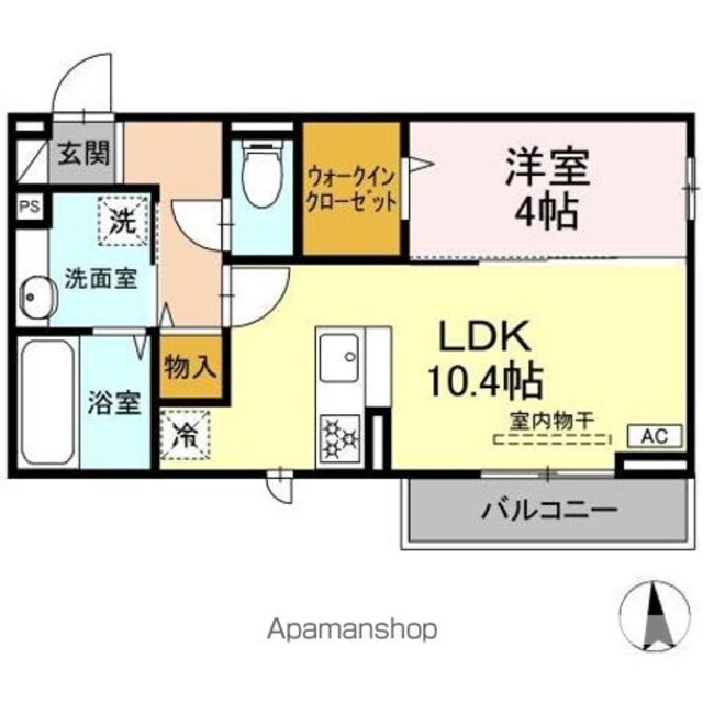 ＧＲＡＮＤ　ＤーＲＯＯＭ高宮北Ｅ[1LDK/39.77m2]の間取図