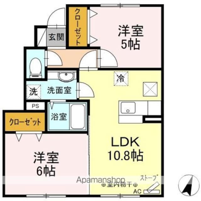 クレア中央[2LDK/50.04m2]の間取図
