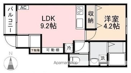 香川県高松市木太町[1LDK/38.64m2]の間取図