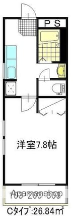 スプリングハイツ　Ｂ棟[1K/26.8m2]の間取図