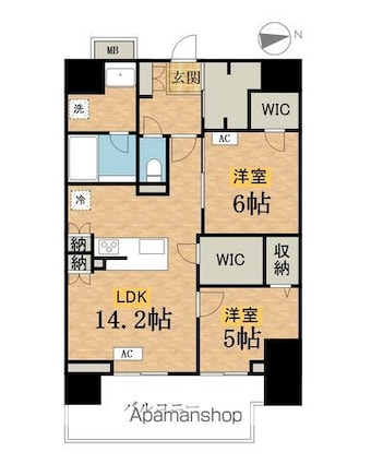東京都八王子市寺町[2LDK/67.45m2]の間取図