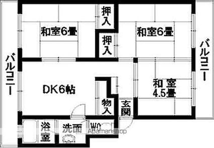 ＭＳ北島Ｂ棟[3DK/50.2m2]の間取図