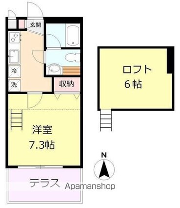東京都昭島市朝日町５丁目[1K/24.32m2]の間取図