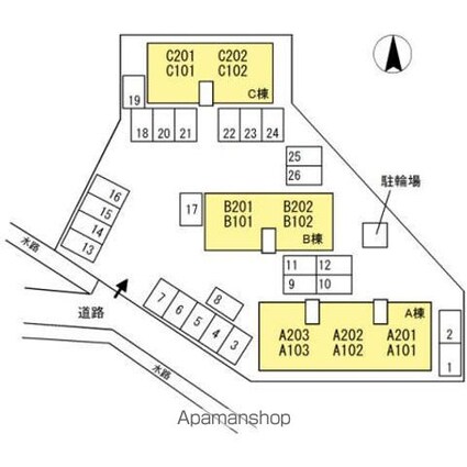 サンコート森松　Ｂ棟[3DK/53.81m2]の配置図