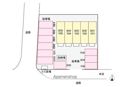 ベウラハイツ[1K/20.02m2]の配置図