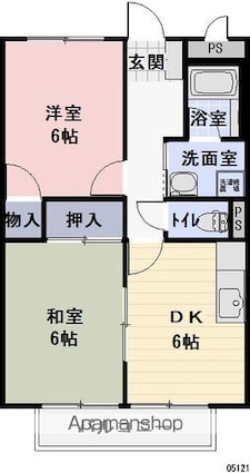 滋賀県東近江市小脇町[2DK/44.72m2]の間取図