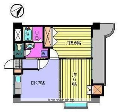 サザンコートⅥ[2DK/41.85m2]の間取図
