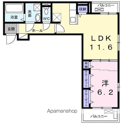 ハーバーランド　Ａ[1LDK/45.8m2]の間取図