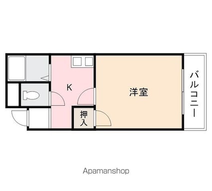 ハイツ福岡[1K/18.15m2]の間取図