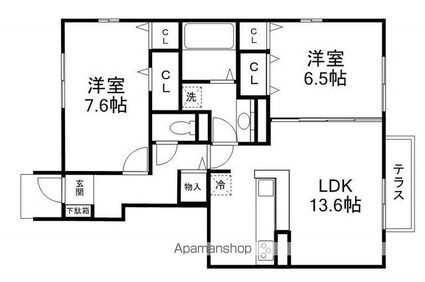 ｌａ　ｃｈａｎｃｅ（ラ・シャンス）[2LDK/66.12m2]の間取図