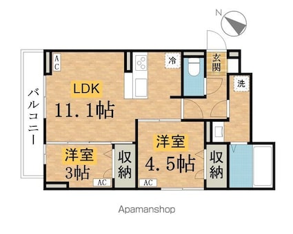 ＤーＲＯＯＭ散田町[2LDK/46.43m2]の間取図