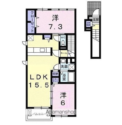 フォルシュ・ヴェーラⅡＢ[2LDK/65.09m2]の間取図