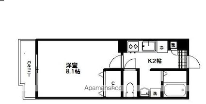 バリューⅡ[1K/26.24m2]の間取図