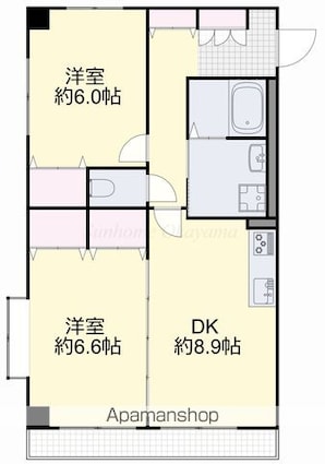 オパール大元[2DK/50.69m2]の間取図