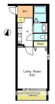 リヴェール木場[1K/27.89m2]の間取図