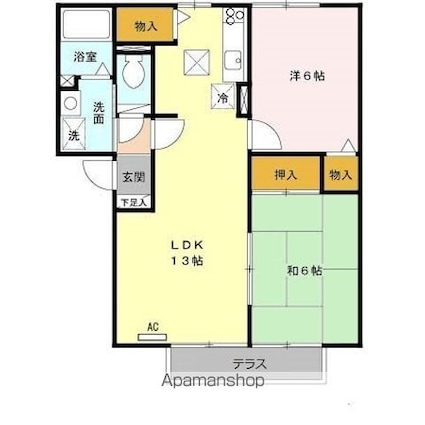 清峯荘[2LDK/53.99m2]の間取図