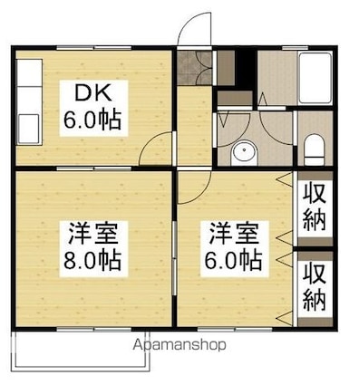 岡山県倉敷市堀南[2DK/46.37m2]の間取図