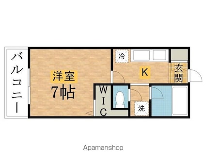 エクセルせいざんⅡ[1K/23.39m2]の間取図