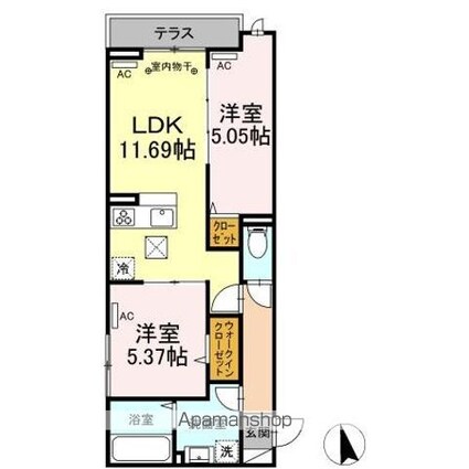セレスティア上野町Ａ[2LDK/52.72m2]の間取図