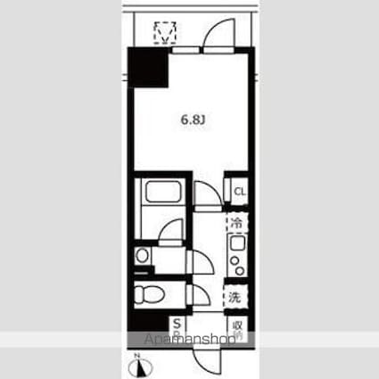 ハーモニーレジデンス浜松町[1K/25.41m2]の間取図