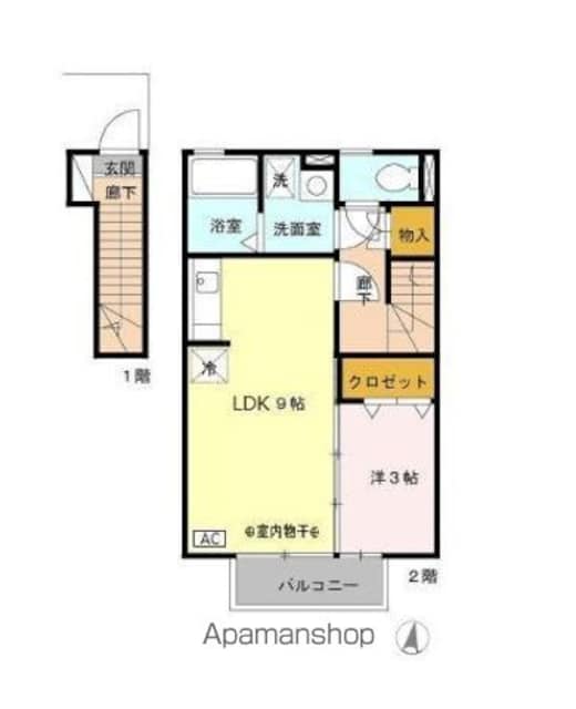 ヴィラージュ[1LDK/36m2]の間取図