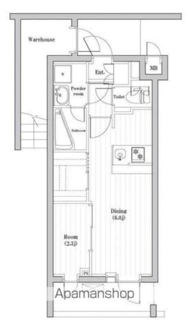 東京都中野区東中野５丁目[1DK/27.12m2]の間取図