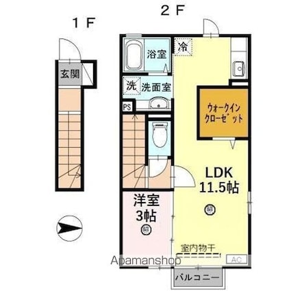 タスカータソルテ松島　Ｂ棟[1LDK/42.38m2]の間取図