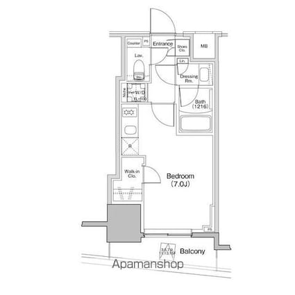ザ・パークハビオ大森町[1R/25.21m2]の間取図