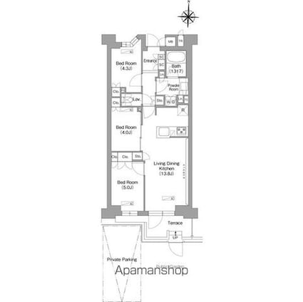 コンフォリア・リヴ八坂富士見[3LDK/61.14m2]の間取図