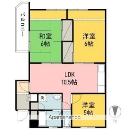 越智ハイツ[3LDK/62.72m2]の間取図